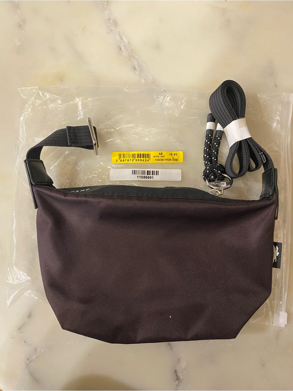 Longchamp Belt Bag in Deep Brown with Black Strap